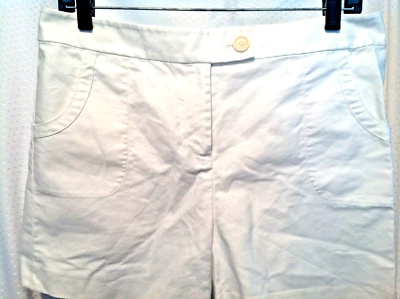 Pantalones Cortos Ann Taylor Mujer Talla 8 Mezcla Algodón Spandex Blanco 3 Bolsillos Frente Plano Foto 1 de 4