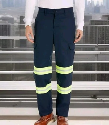 New! Red Kap Men's Enhanced Visibility Industrial Cargo Pant Navy Blue 34x32 - Image 1 of 4