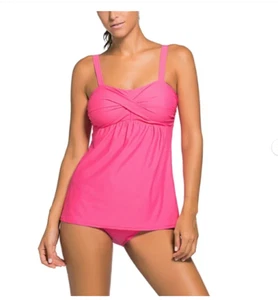 NEW Two Piece Tankini Swimsuit Hot Pink Womens XL - Picture 1 of 5