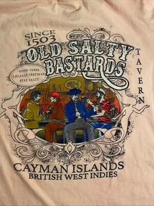 Old Salty Bastards Tavern Since 1503 Cayman Islands T Shirt Size Small Pink - Imagen 1 de 5