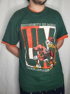 Camiseta De Colección Años 80 Universidad de Miami Huracanes Doble Capa Edición Equipo XLarge - Imagen 1 de 5