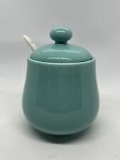 Sweese 12 Ounce Turquoise Porcelain Sugar Canister with Spoon and Lid