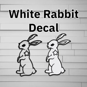 Autocollant vinyle lapin blanc (matrice) (pour voiture gobelet de fenêtre d'ordinateur portable bouteille d'eau) - Photo 1/7