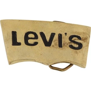 Brass Levi Strauss Levis Denim Jeans California Cowboy 1970s Vintage Belt Buckle - Picture 1 of 5