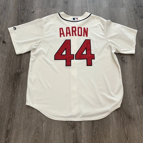 Hank Aaron Milwaukee/Atlanta Braves Majestic Sewn MLB Jersey Size Men’s XL Cover