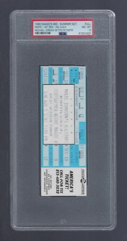 PSA 8 POP 2 - MICHAEL JORDAN - 1990 NBA - MID SUMMER NIGHT MAGIC FULL TICKET Cover