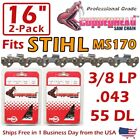 Copperhead 2-Pk 16" Pro Style Chains Fits Stihl Ms170 61Pmm3-55 / 3610 005 0055