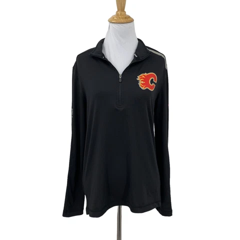 Fanatics Calgary Flames Sweatshirt Women S Small Black Long Sleeve Stand Up Mock Cover