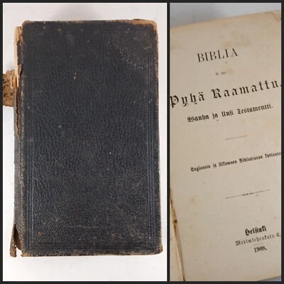 Antique 1908 Finnish Biblia Pyhä Raamattu Old And New Testament Bible - Image 1 of 4