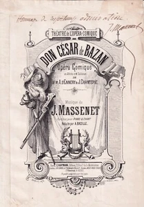JULES MASSENET Compositore partitura autografata frontespizio & foto - Foto 1 di 2
