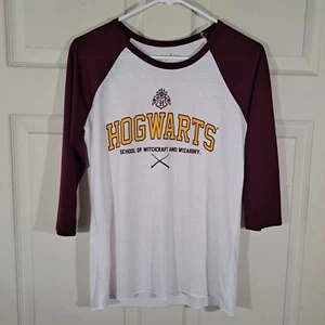 Harry Potter Hogwarts T-Shirt Damen Medium weiß rot gelb 3/4 Arm Raglan - Bild 1 von 13