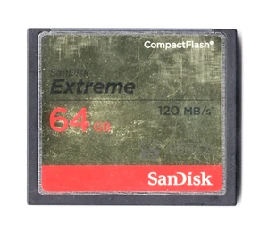 (HEAVY DENTS) SanDisk Extreme 64GB 120MB/s UDMA 7 CF Compact Flash Memory Card - Picture 1 of 10