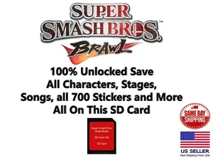 Tarjeta de memoria SD Super Smash Bros. Brawl Nintendo Wii 100% DESBLOQUEADA - Imagen 1 de 1