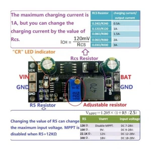 MPPT Solar Controller 1A 3.7-18.5V Lithium ion LiFePO4 Battery Charger Module - Bild 1 von 7