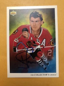 Steve Larmer Signed Chicago Blackhawks Card - Picture 1 of 2