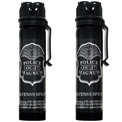 PACK 2 Police Magnum spray de pimienta 5 oz onzas tapa abatible clip de cinturón niebla defensa personal  Foto 1 de 4