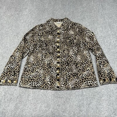 Blazer Chaqueta Mujer LAURA ASHLEY Marrón Tostado Guepardo Adornado A Presión Talla 1X Foto 1 de 4