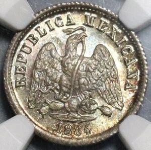 1884-Mo NGC MS 65 Mexico 10 Centavos Gem Silver Coin POP 1/2 (20022302C) - Picture 1 of 8