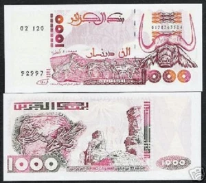 ALGERIA 1000 DINARS P-140 1992 ANTELOPE BUFFALO RARE AUNC ANIMAL BANK NOTE - Picture 1 of 4