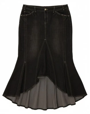 STEFANEL Womens Denim Mermaid Skirt W34 Large Black AU35 - Image 1 of 4