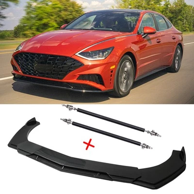 Alerón labial de parachoques delantero de fibra de carbono para Hyundai Sonata + varillas de puntal Foto 1 de 4