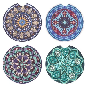 Vaincre 4 Pack 2.56" Car Coasters for Drinks Absorbent, Mandala Ceramic Cup H... - Picture 1 of 6