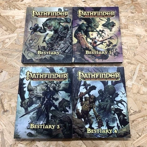 Lote de trabajos Pathfinder RPG Bestiary 1 2 3 4 - Tapa dura Paizo - 3 son primera impresión - Imagen 1 de 24