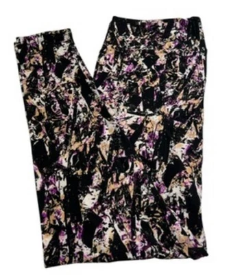 Leggings LuLaRoe TC2 Alta Curvilínea 2 OUTONO Outono PRETO ROXO Moderna BARK Malha Macia - Imagem 1 de 4