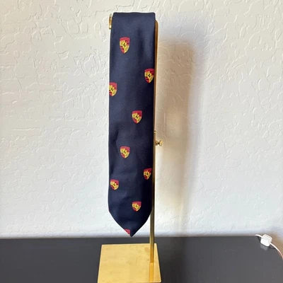Vintage Porsche Mens Tie Marque Badge for Automobile Quarterly Porsche Logo Navy - Image 1 of 4
