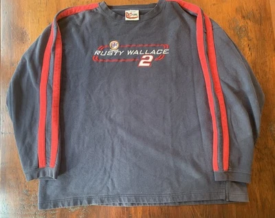 Moletom Vintage Rusty Wallace #2 NASCAR Miller Lite Preto Desbotado Tamanho XXL - Imagem 1 de 4