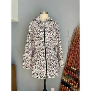 Mac Mackintosh Raincoat Hooded Anorak Size M Black White - Picture 1 of 10