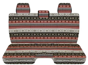 Truck bench seat covers aztec red black fits 05-15Toyota Tacoma Fr bench w/3HR - Picture 1 of 7