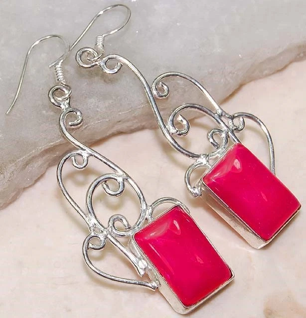 Brincos de prata esterlina 925 coral vermelho natural @B18-7 - Imagem 1 de 1