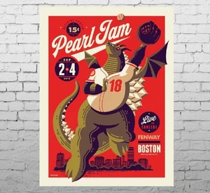 Póster Pearl Jam Boston 2018 Whalen Monster ¡Nuevo almacenado en tubo el último! - Imagen 1 de 1