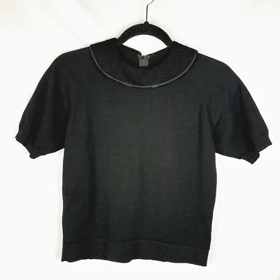 50s 60s Vtg Wool Sweater Coltalia Imports Berta/Jackie O' Dot Ring Collar Black - Image 1 of 4