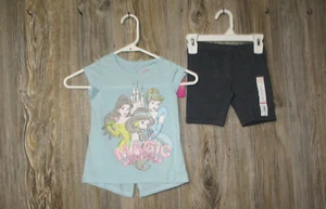 NWT Jumping Beans Girls Sz 4 Faux Denim Bike Short & Disney Princess T-Shirt Lot - Picture 1 of 16