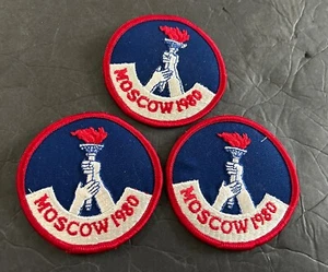 Three Vintage MOSCOW 1980 Olympic Games Small Patch 3 in. Round - Picture 1 of 2