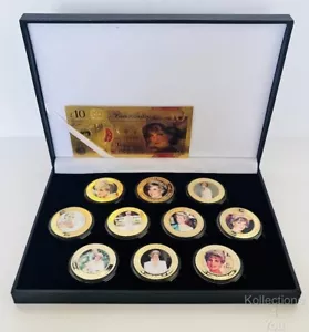Princesse Diana 10pc Pièce Ensemble, Plaqué Or Commémorative avec Or Note Pack - Bild 1 von 3