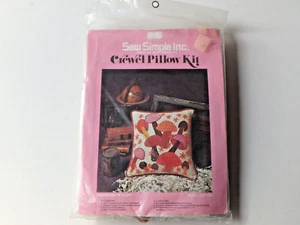 Vintage Crewel Pillow Kit Sew Simple Mushrooms Mod 1970's Hippie Unused - Picture 1 of 7