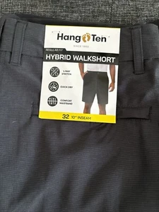 NWT Hang Ten Men’s Hybrid 4 Way Stretch Walkshort I Black I Size 32 - Picture 1 of 9