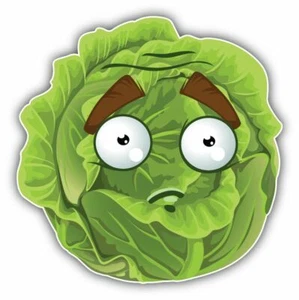 Cabbage Haywired Smile Funny Cute Cartoon Sticker Decal Design "SIZES" - Picture 1 of 1