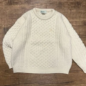 Vintage Blarney Grobstrickpullover 100% Merinowolle Zopfmuster - Bild 1 von 4