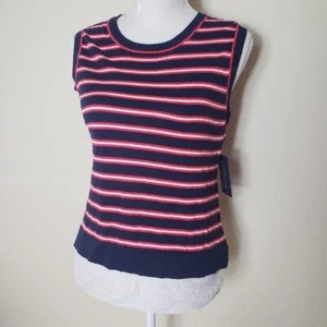 Tommy Hilfiger Women's Multi-Color Red Blue White Sleeveless Tank Lace Trim (xL) - Picture 1 of 6