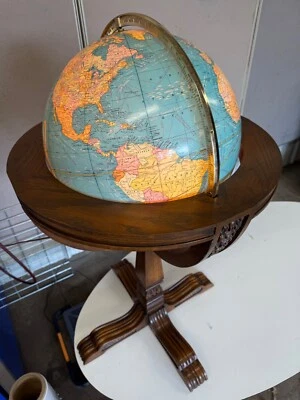 Antique Cram's 16" Glass Lighted Political Terrestrial Globe On Claw Foot Stand - Image 1 of 4