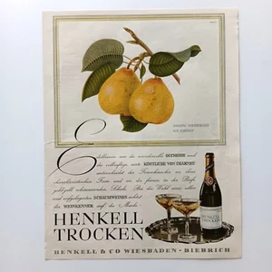 1940 XL Henkell Trocken Sekt Schaumwein Birne Spirituosen Werbeanzeige Reklame - Bild 1 von 1