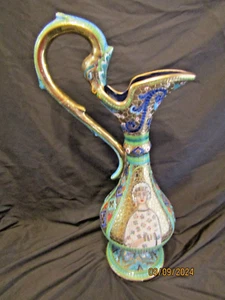 HUGE DERUTA BYZANTINE MOSAIC EWER-MULTI COLOR AND GOLD-SUPERB PIECE 19"TALL - Picture 1 of 10