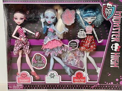 Monster High Dot Dead Gorgeous 3 Pack DracuLaura Abbey Ghoulia 2012 NEW IN BOX • 109.99£