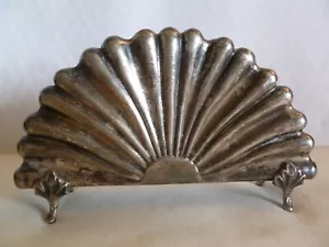OLD 800 SILVER HUNGARIAN TABLE NAPKIN HOLDER- HAND FAN SHAPE / SHELL SHAPE 111g - Picture 1 of 12