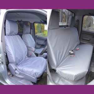 Gris impermeable a medida cubiertas de asiento delantero y trasero para Toyota Hilux 2002-2005 - Imagen 1 de 3