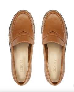 Schutz Size 9.5 Brown Christie Deluxe Wood Nappa Leather Women’s Loafers NWOB - Picture 1 of 6